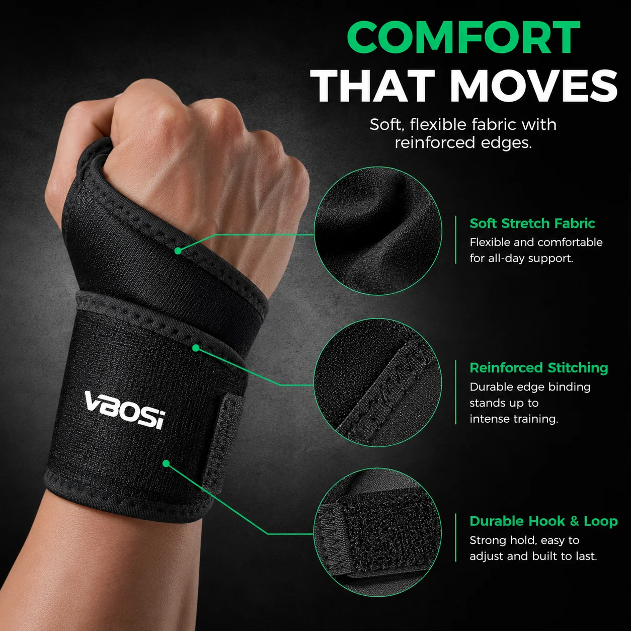 VBSOi 조절 가능한 손목 보호대 (엄지 루프 포함) - Wrist Wraps Weightlifting Support 리뷰 및 가격
